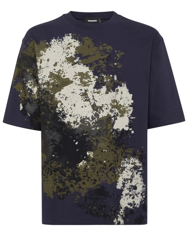 Dsquared2 T-Shirt mit Farbklecksen - Blau Blau