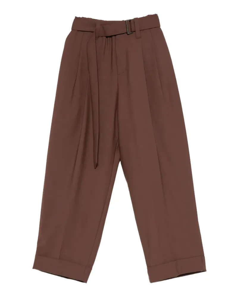 Brunello Cucinelli Plissierte Hose mit Gürtel - Braun Braun