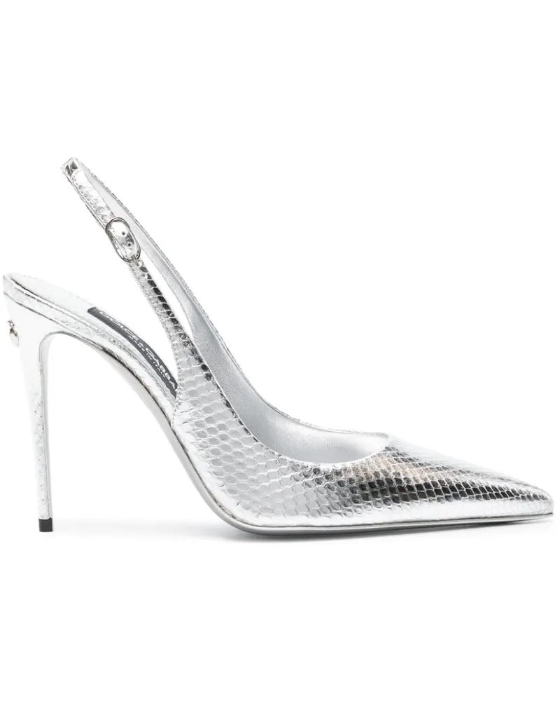 Dolce & Gabbana Pumps mit Schlangen-Optik 120mm - Silber Silber