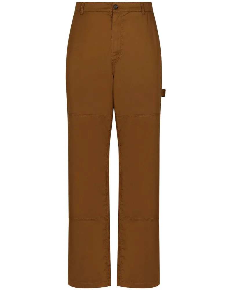 Dolce & Gabbana Gerade Hose mit Logo-Patch - Braun Braun