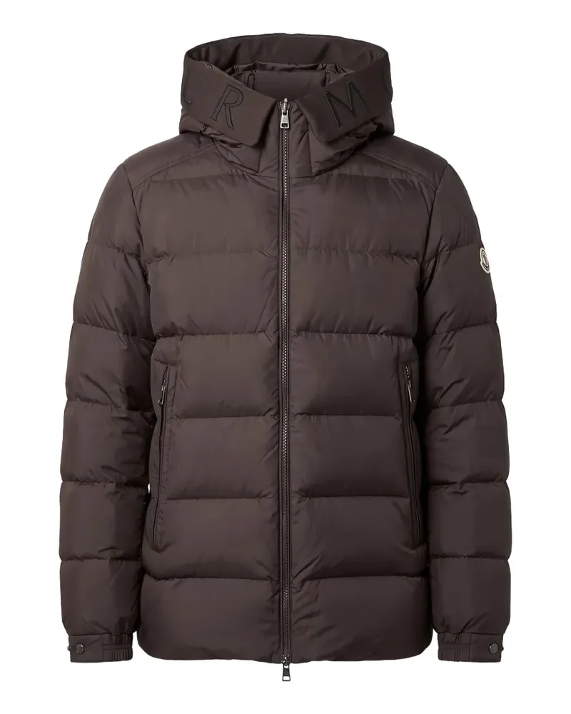 Moncler logo-print hooded puffer jacket - Braun Braun