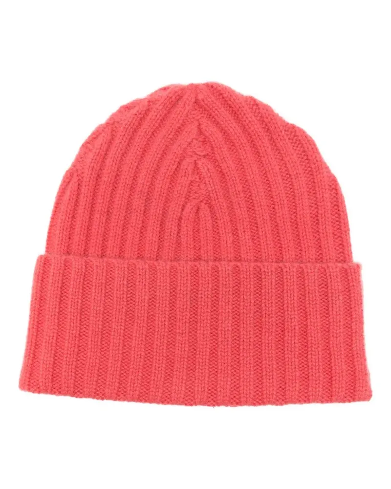 Warm-ME Gerippte Beanie aus Kaschmir - Rot Rot