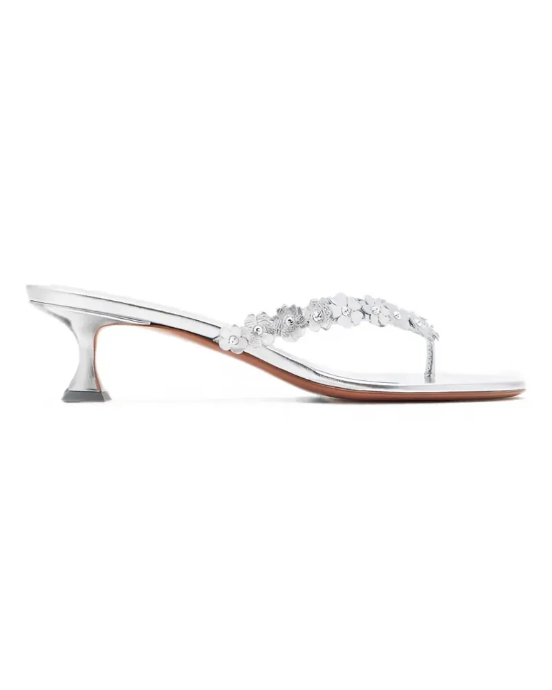Amina Muaddi Janis Sanduhr-Sandalen mit Blumenapplikation 45mm - Weiß Weiß
