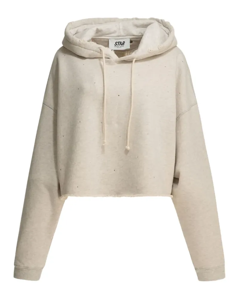 Golden Goose crystal-embellished distressed hoodie - Nude Nude