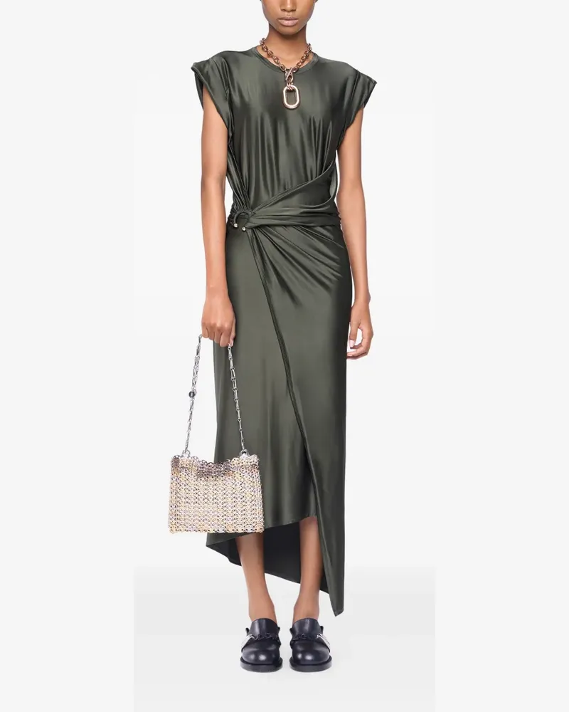 Paco Rabanne Drapiertes Midikleid aus Satin - Grün Grün