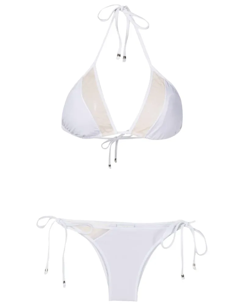 Amir Slama Triangel-Bikini mit transparenten Einsätzen - Weiß Weiß