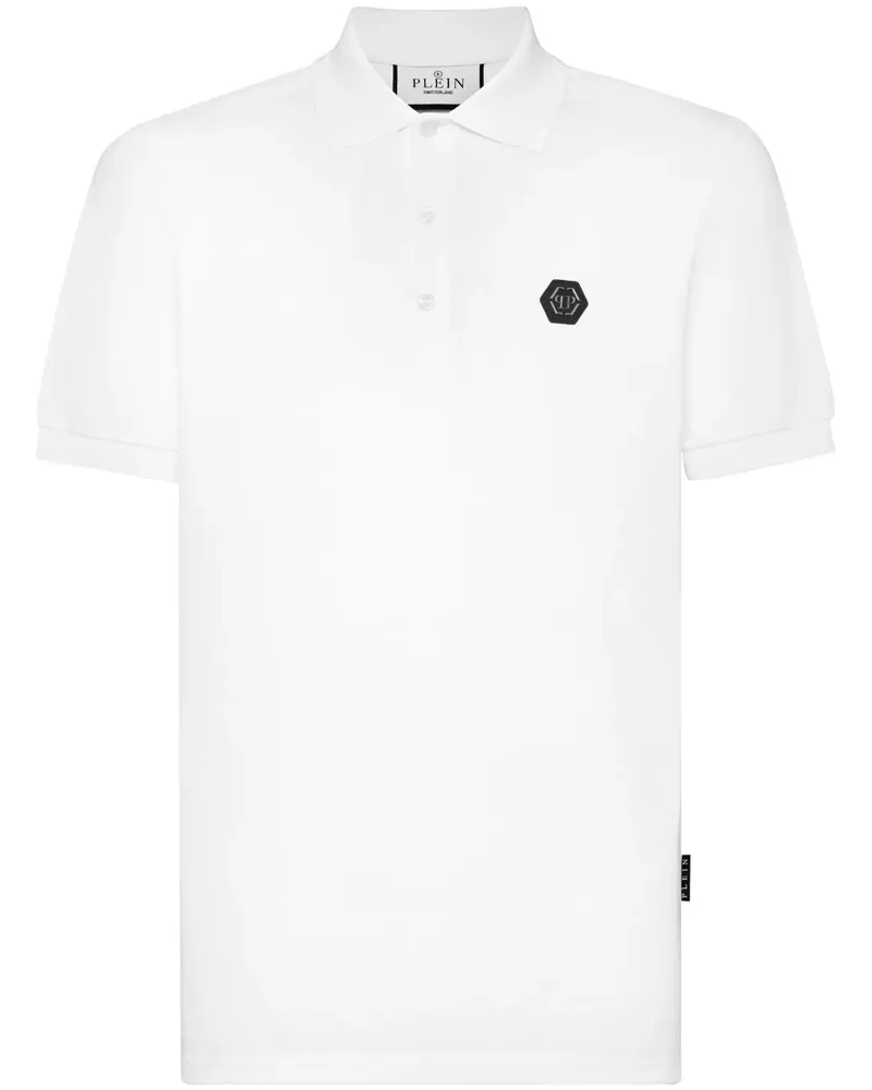 Philipp Plein Poloshirt mit Strass-Teddy - Weiß Weiß