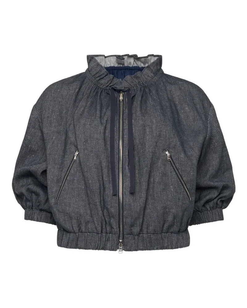 Cinq à Sept ruffled-collar herringbone jacket - Blau Blau