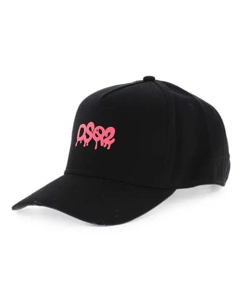 Dsquared2 solid baseball cap with fluorescent logo - Schwarz Schwarz