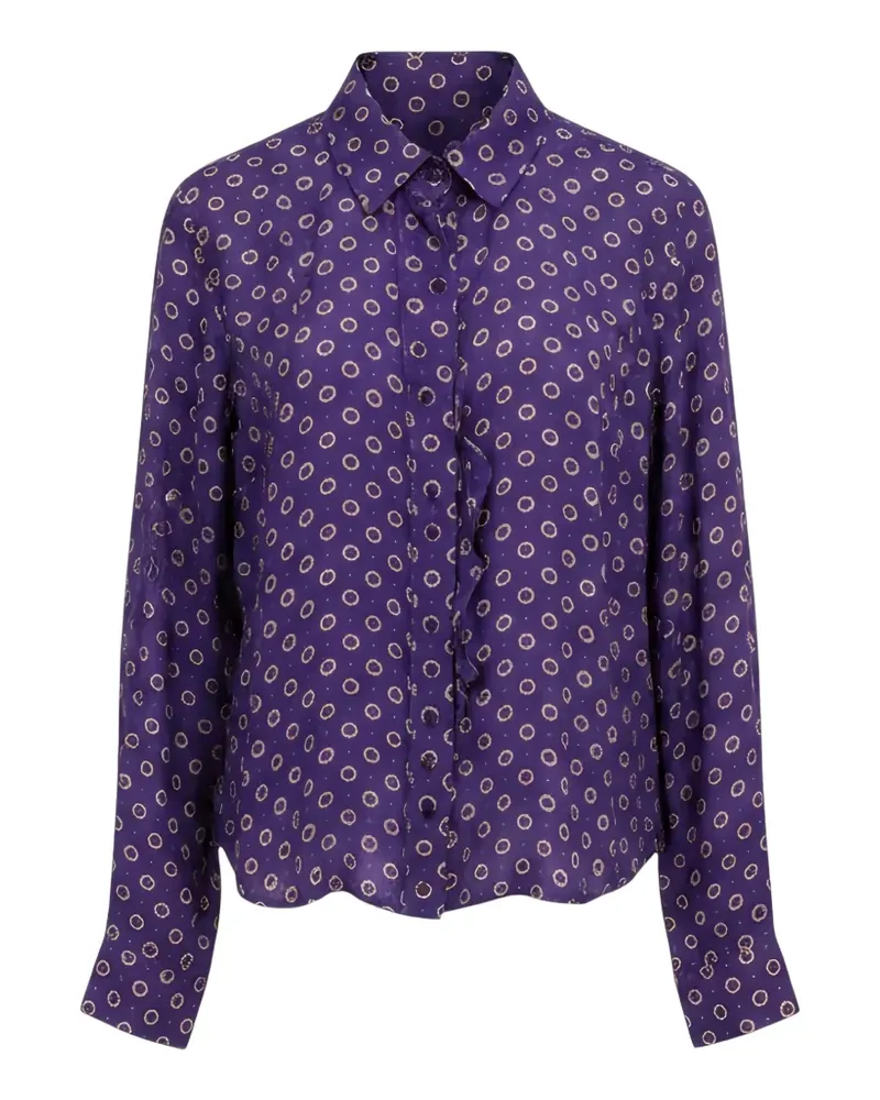 Isaia ruffled geometric-print shirt - Violett Violett
