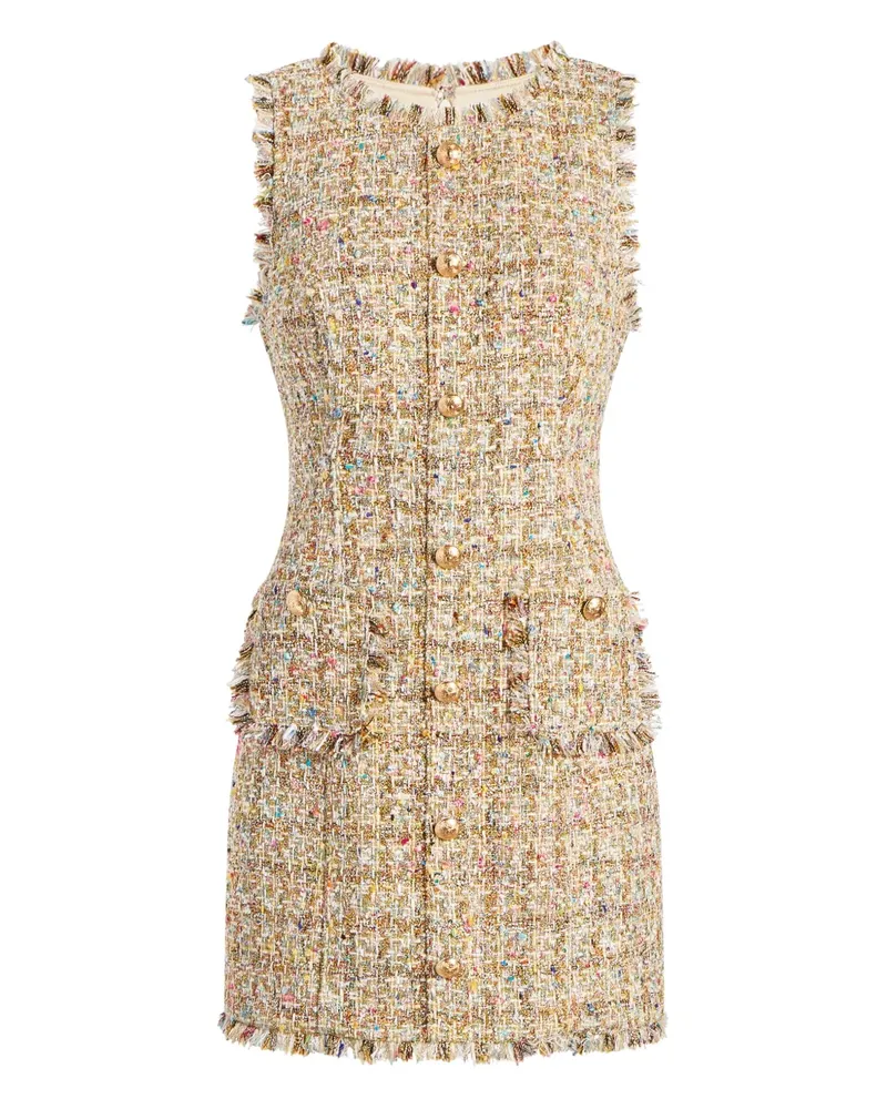 Cinq à Sept Minikleid aus Tweed mit Fransen - Nude Nude