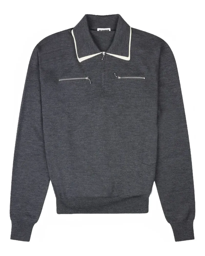 Jil Sander Poloshirt mit Reißverschlusskragen - Grau Grau