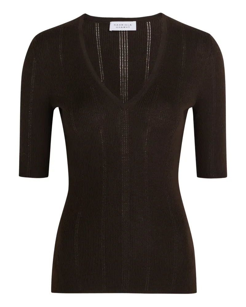 Gabriela Hearst Amari V-neck knitted top - Braun Braun