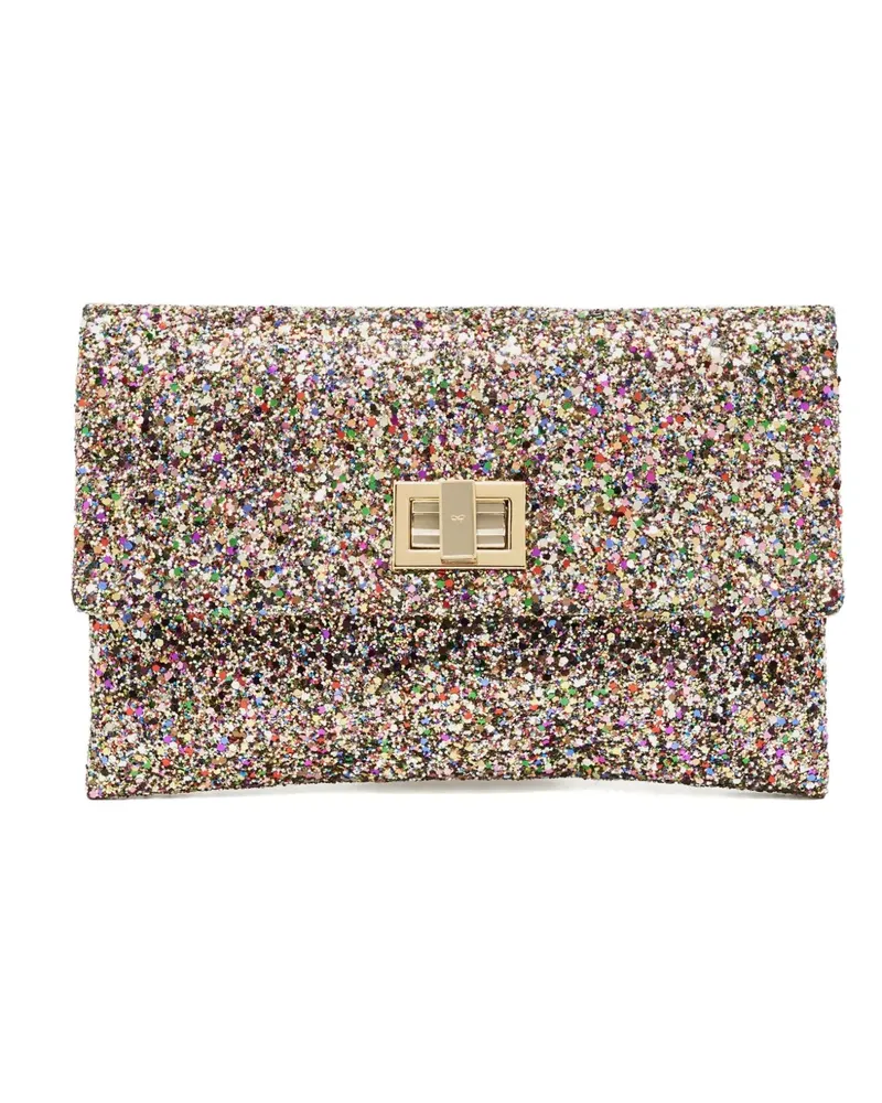 Anya Hindmarch Valorie Clutch im Glitter-Look - Nude Nude