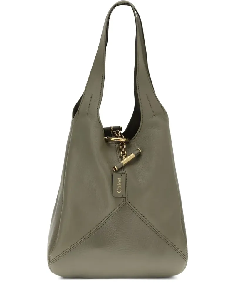 Chloé Kleine Schultertasche mit Logo-Patch - Grün Grün