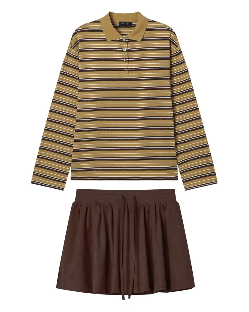 Tout a Coup Set aus gestreiftem Poloshirt und Minirock - Nude Nude