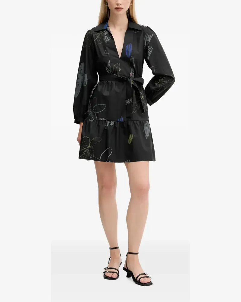 Desigual Hemdkleid mit Blumenprint - Schwarz Schwarz