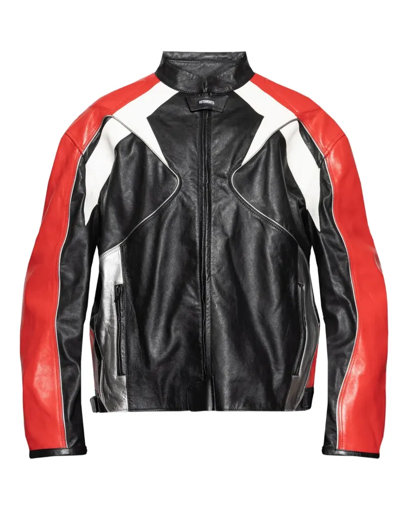 VETEMENTS panelled leather jacket - Schwarz Schwarz