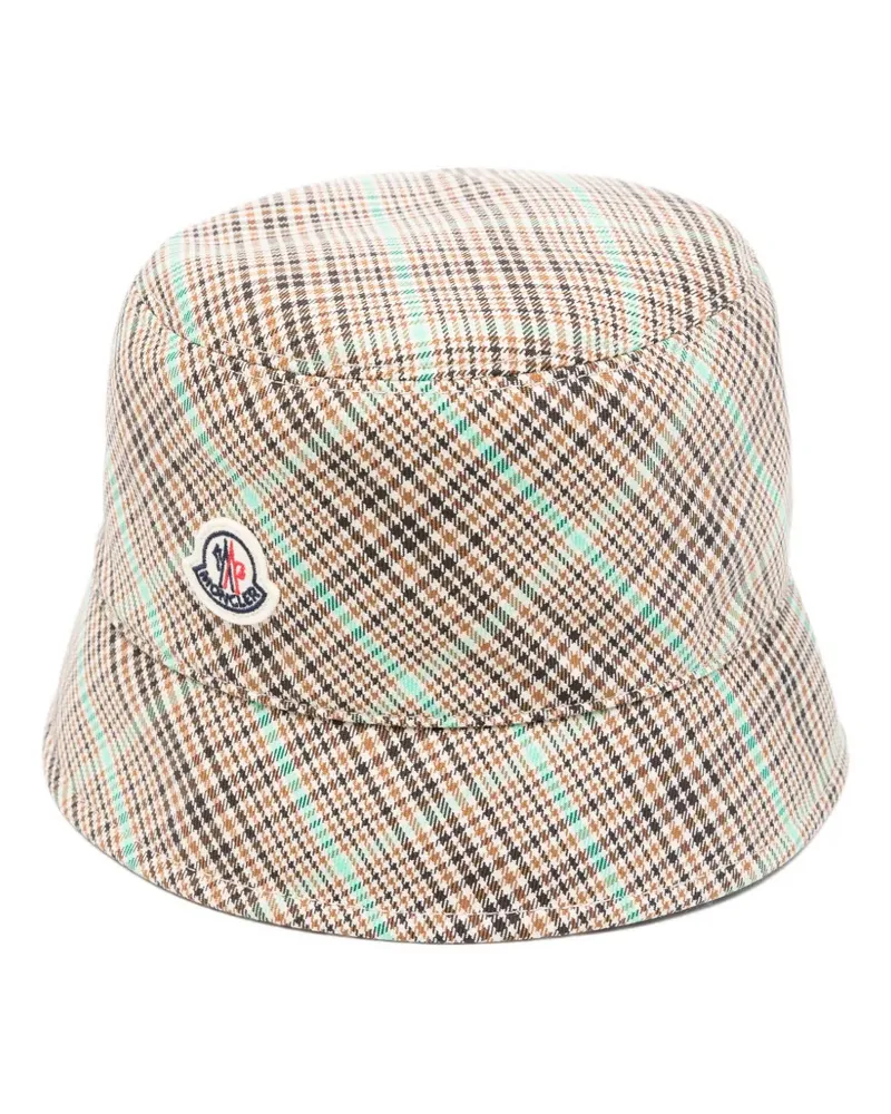 Moncler Karierte Mütze mit Logo-Patch - Nude Nude