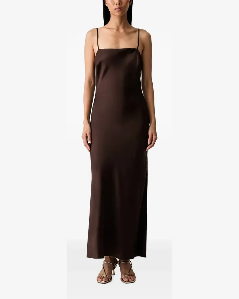 Bardot Marlo Maxikleid aus Satin mit Spaghettiträgern - Braun Braun
