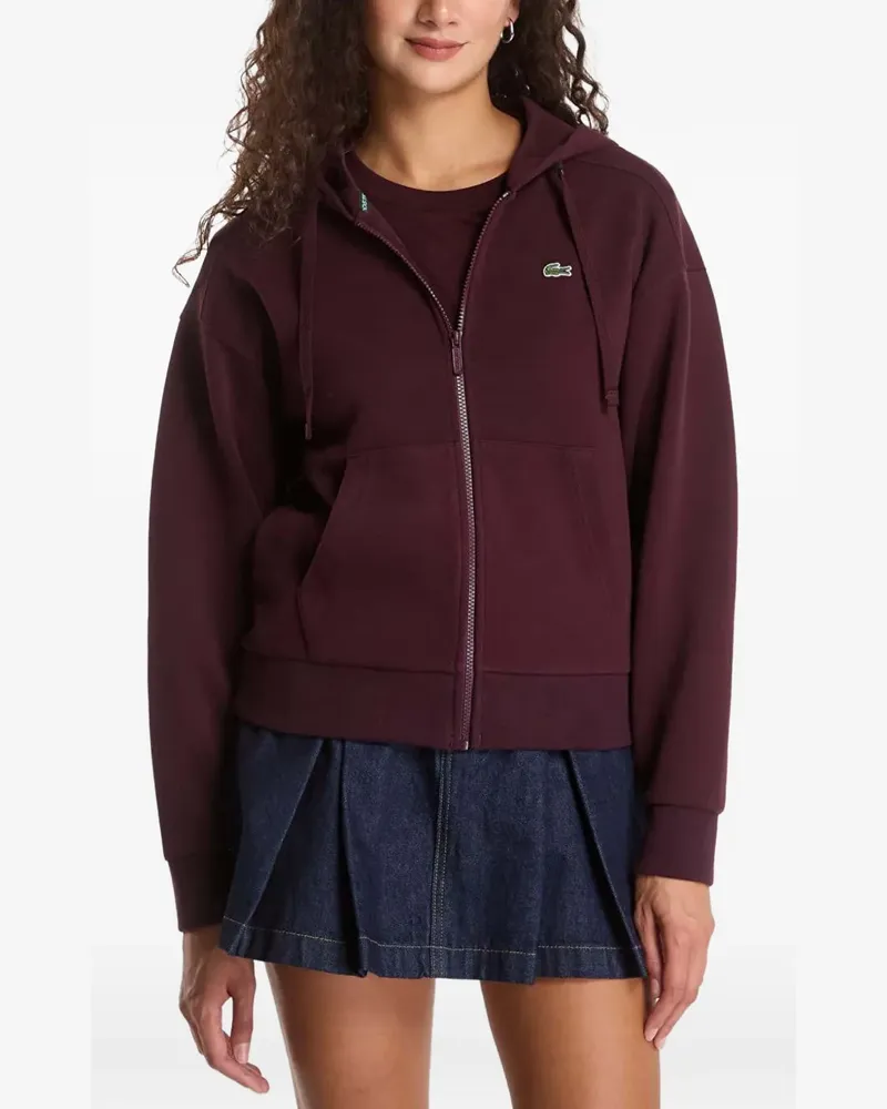 Lacoste logo-patch zip-up hoodie - Violett Violett