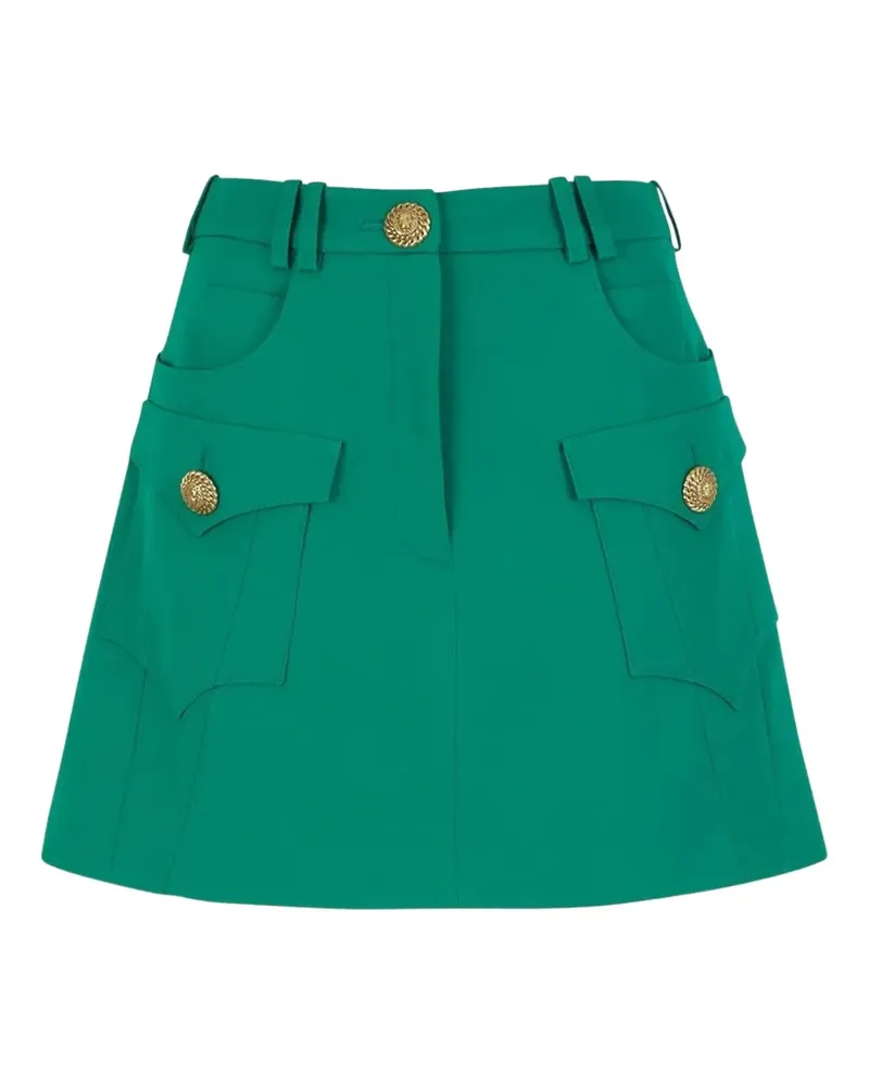 Balmain Minirock mit Zierknöpfen - Grün Grün