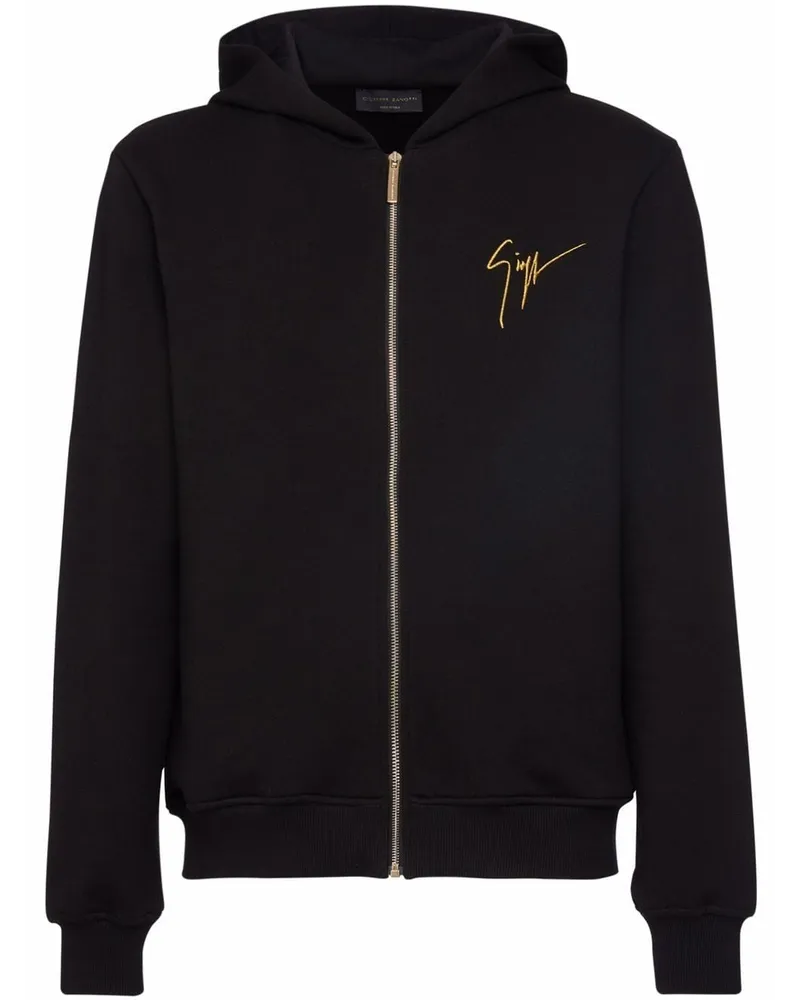 Giuseppe Zanotti LR-17 Kapuzenjacke mit Logo-Stickerei Schwarz