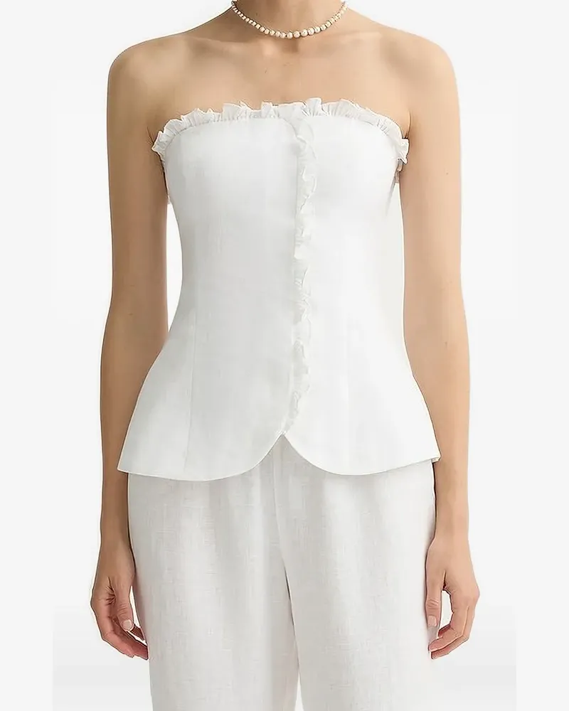 Posse Florence ruffled strapless blouse - Weiß Weiß