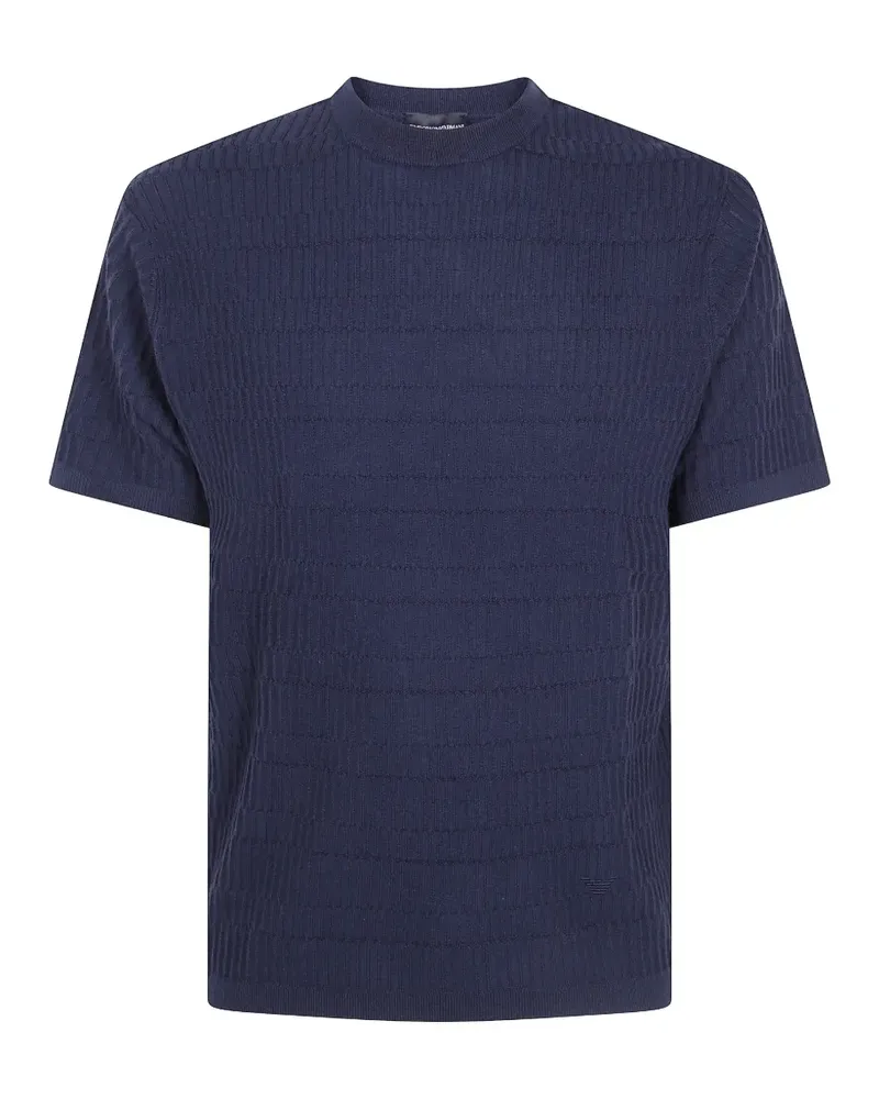 Emporio Armani ribbed-knit wool T-shirt - Blau Blau