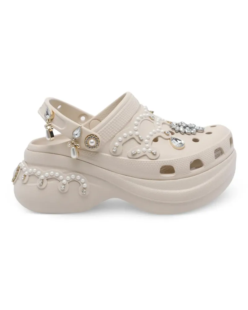 Crocs Bae embellished platform mules - Nude Nude