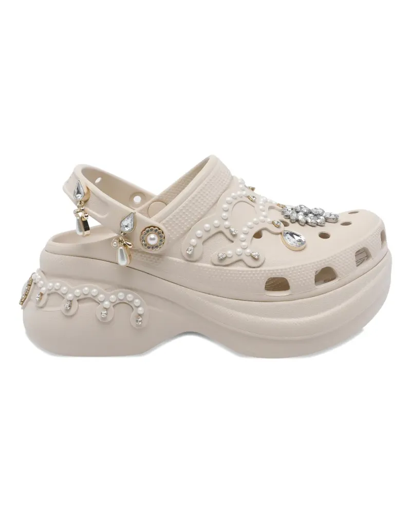 Crocs Bae embellished platform mules - Nude Nude