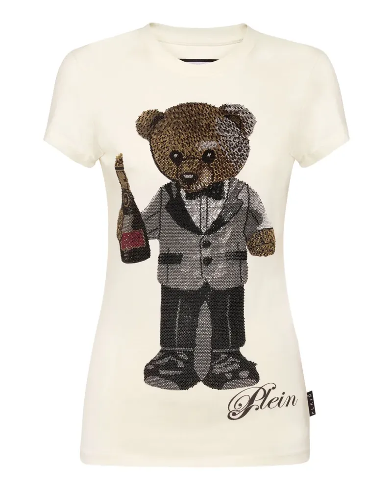 Philipp Plein Verziertes T-Shirt mit Teddy-Print - Nude Nude