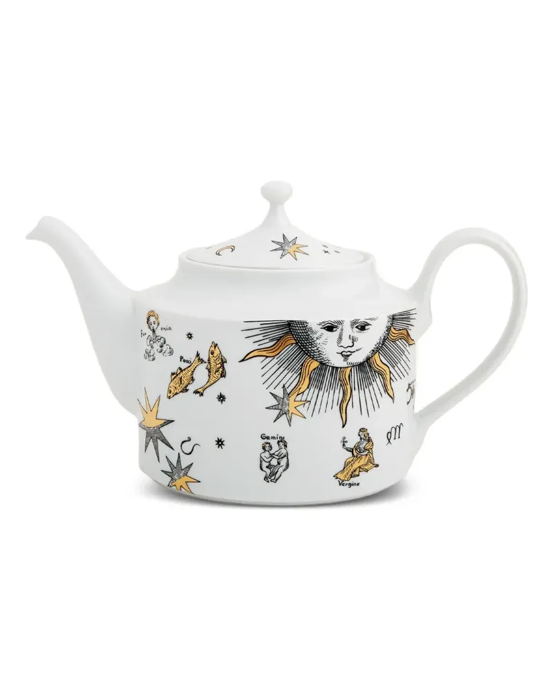 Fornasetti Teekanne mit Astrologie-Print - Weiß Weiß