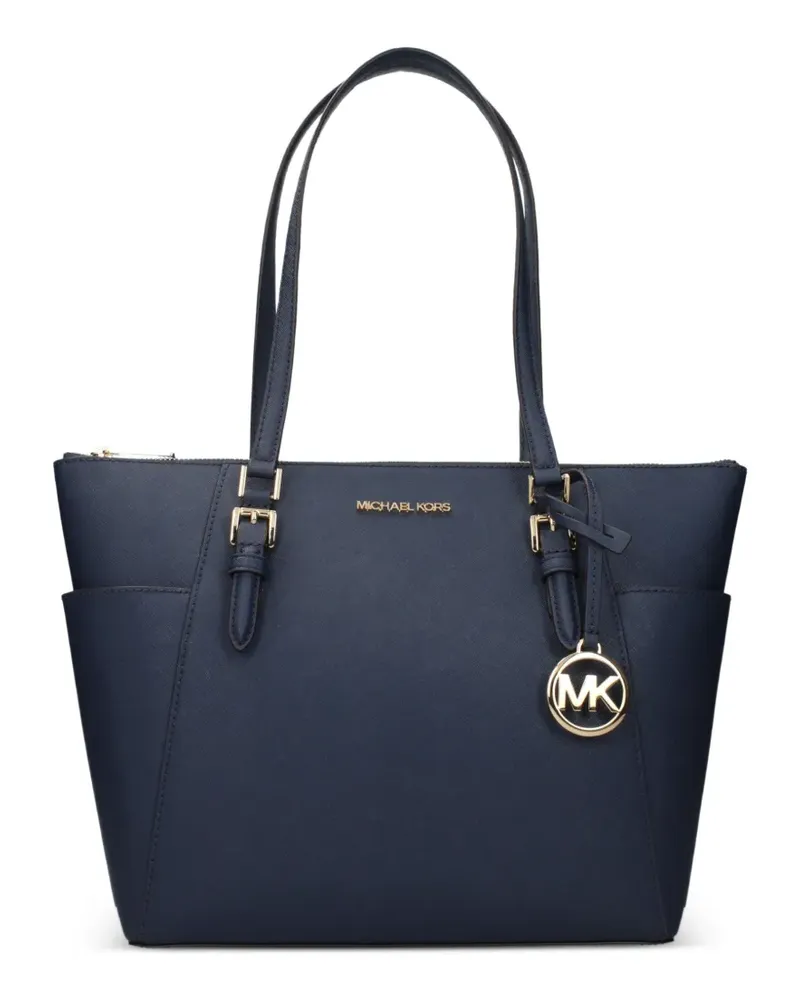 Michael Kors large Charlotte logo-plaque leather tote bag - Blau Blau