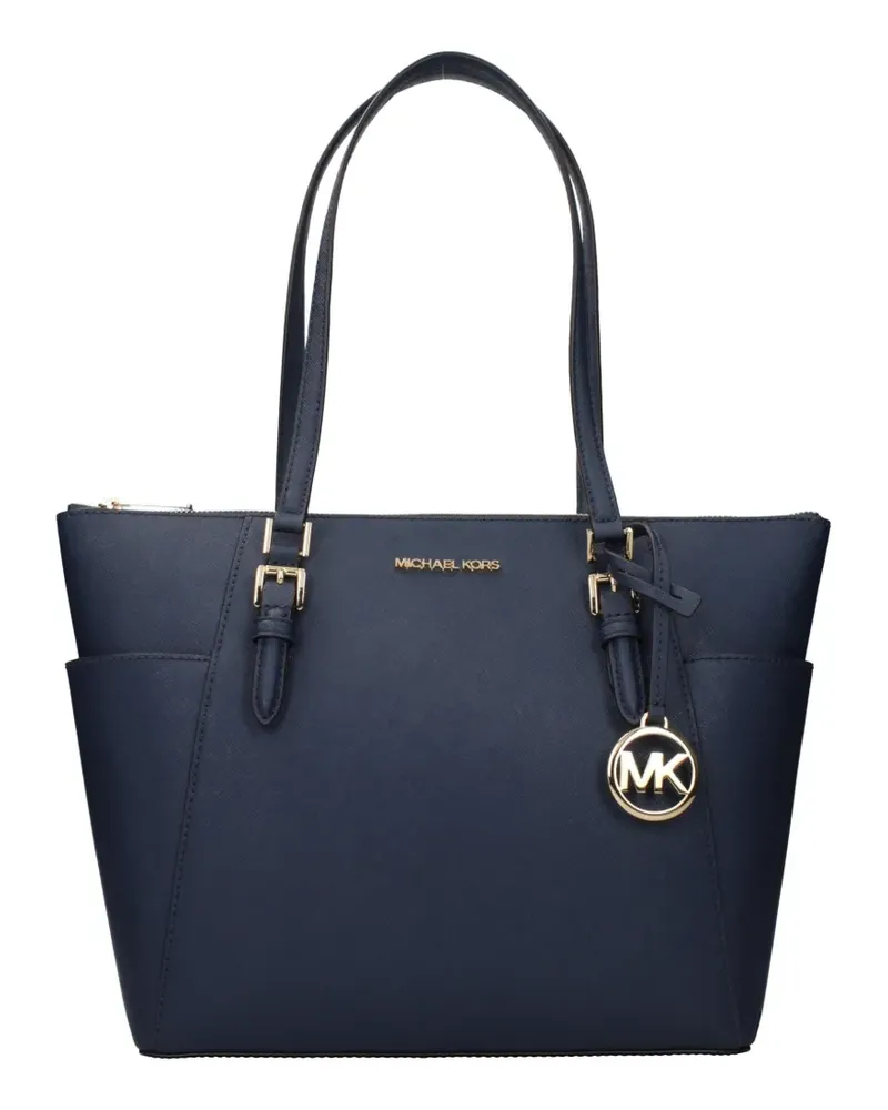 Michael Kors large Charlotte logo-plaque leather tote bag - Blau Blau