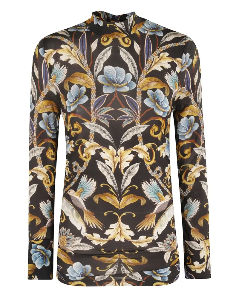 FARM Rio Bluse mit Blumen-Print - Schwarz Schwarz