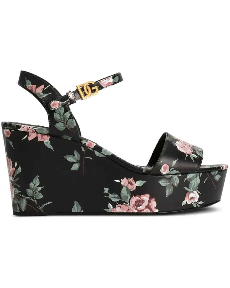 Dolce & Gabbana WeDGe Sandalen aus Kalbsleder - Schwarz Schwarz