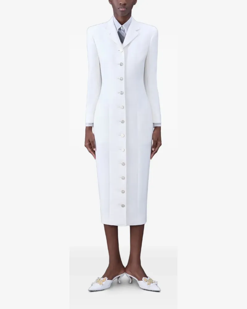 Thom Browne Midikleid mit Anker-Knöpfen - Weiß Weiß