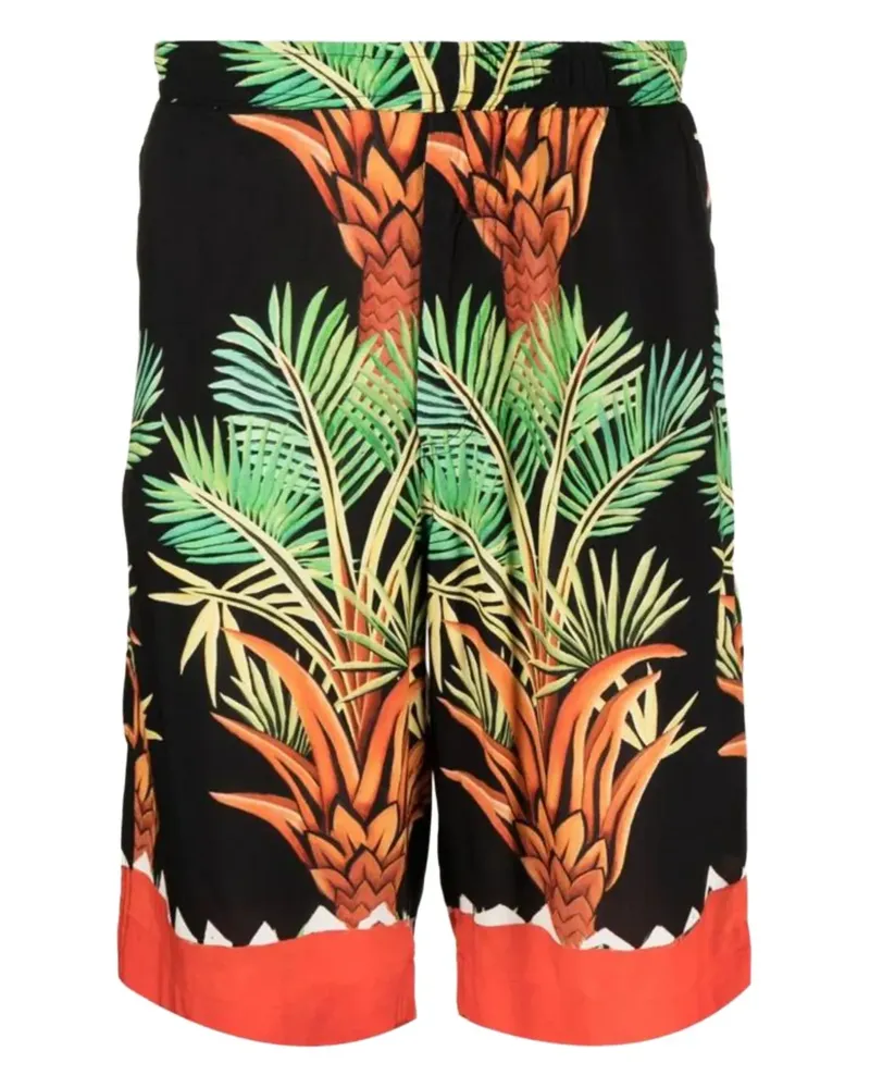 ENDLESS JOY Shorts mit Palmen-Print - Schwarz Schwarz