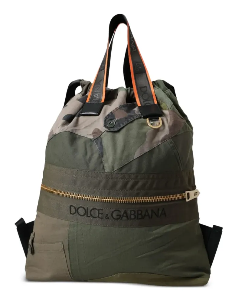 Dolce & Gabbana Rucksack im Patchwork-Look mit Camouflage-Print - Grün Grün