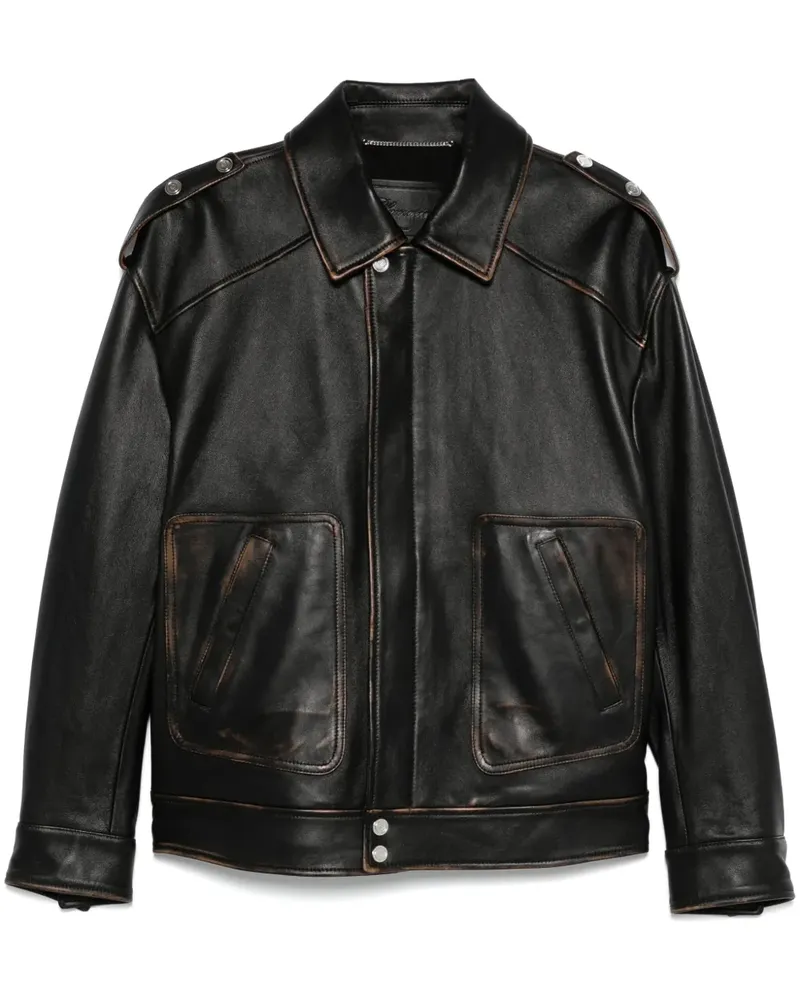 Blumarine Klassische Lederjacke - Schwarz Schwarz