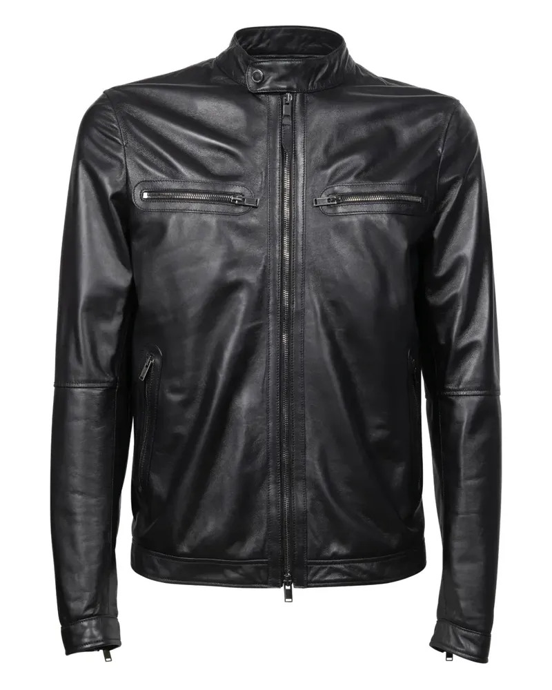 Tagliatore Lederjacke mit Reißverschluss - Schwarz Schwarz