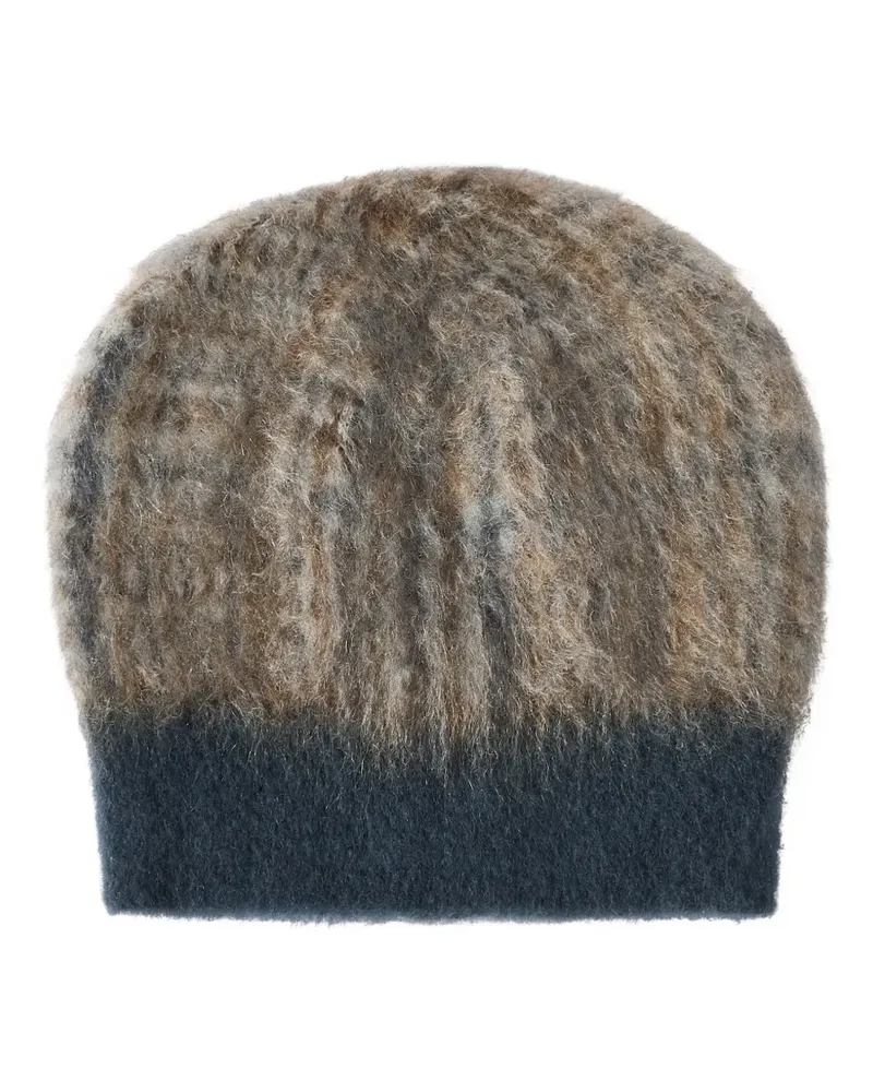 Brunello Cucinelli Double-Knit-Beanie aus Mohair und Wolle mit Prince-of-Wales-Karomuster - Nude Nude