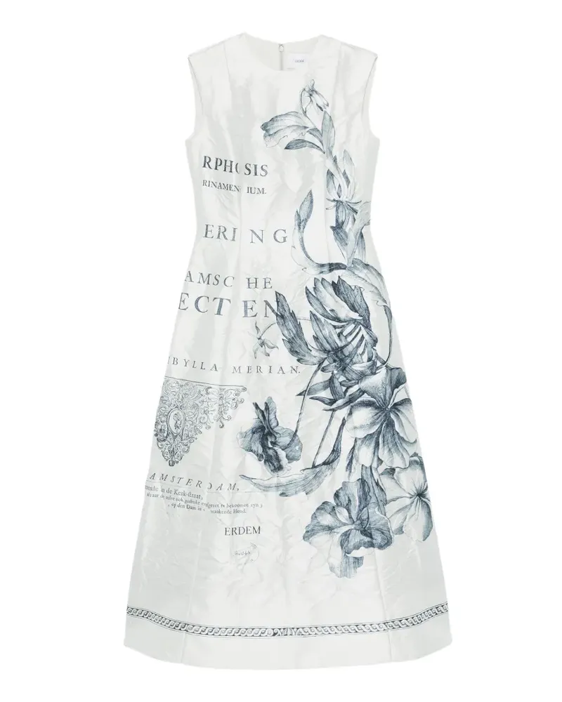 Erdem Midikleid mit Blumenmuster - Weiß Weiß