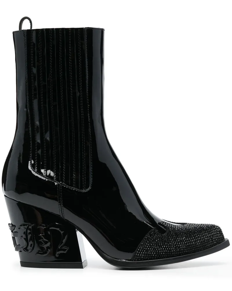 Philipp Plein Stiefel mit Kristallen - Schwarz Schwarz