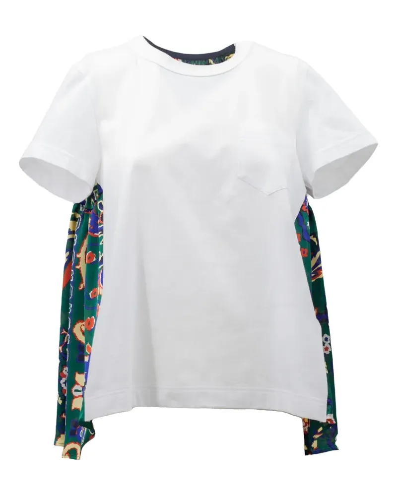 Sacai T-Shirt mit gemustertem Einsatz - Grün Grün