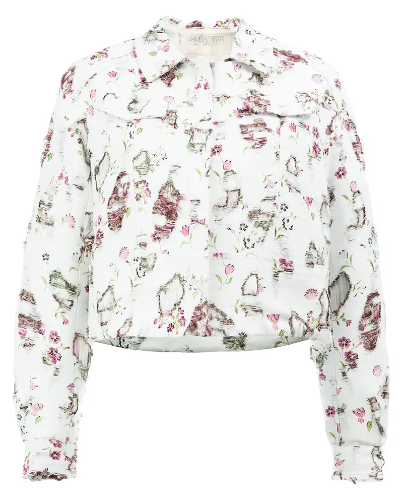 Giambattista Valli Distressed-Jacke mit Blumenmuster - Weiß Weiß