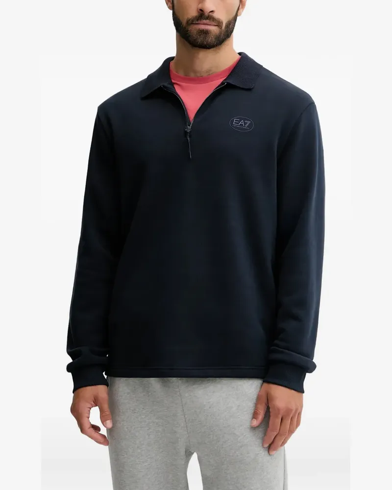 EA7 half-zip logo sweater - Blau Blau