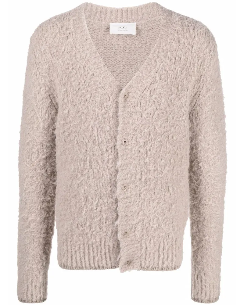 AMI Paris Cardigan mit V-Ausschnitt - Nude Nude