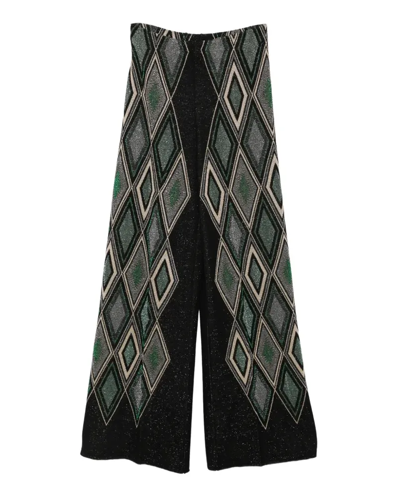 Circus Hotel Palazzohose mit Argyle-Muster - Schwarz Schwarz